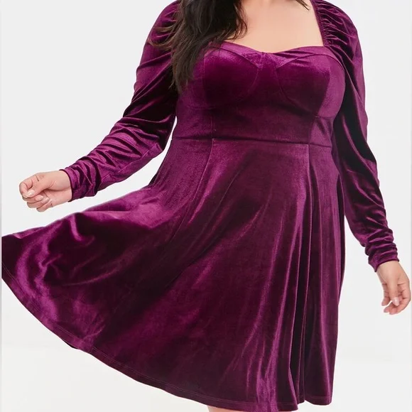 open lace back dress Forever 21 NWT Purple Velvet Sequin Plunging V-neck Crossback Strap Mini  Dress S